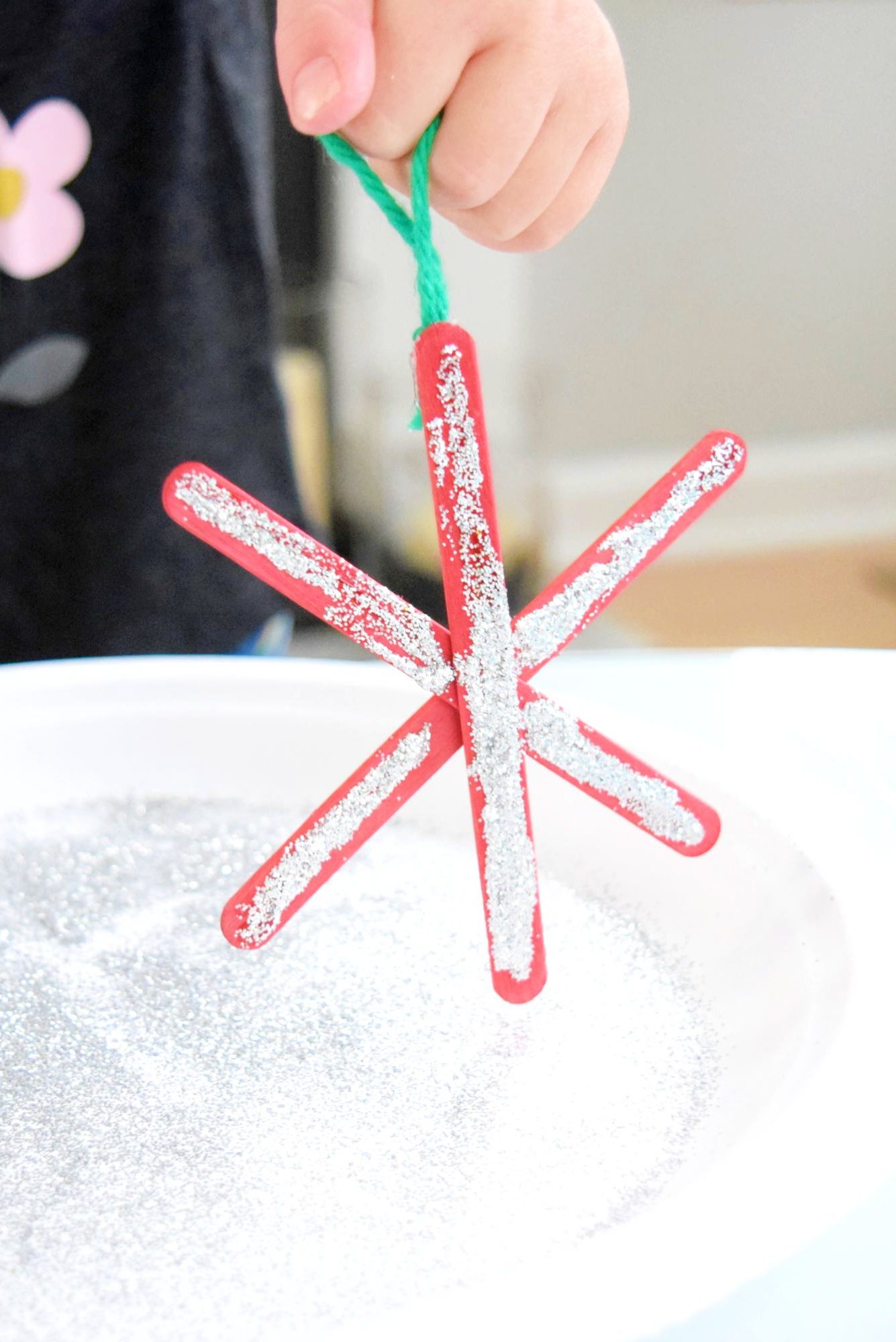 Ornament craft for kids - A girl and a glue gun